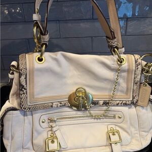 Chic Cream and Tan Shoulder Bag